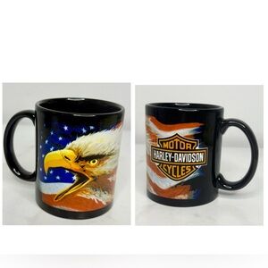 Vintage Harley-Davidson Coffee Mug Bar & Shield Eagle USA Flag 2002